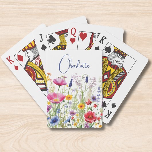 Farbige Wildblume Blumenbezeichnungen Personalisie Spielkarten