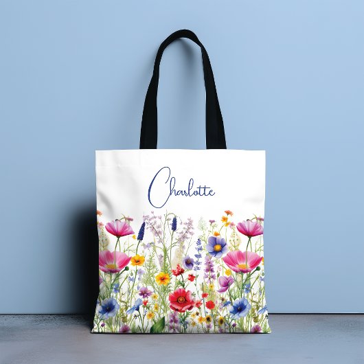 Farbige Wildblume Blumenbezeichnungen Personalisie Tasche