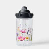 Farbige Wildblume Blumenbezeichnungen Personalisie Trinkflasche (Rückseite)