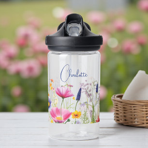 Farbige Wildblume Blumenbezeichnungen Personalisie Trinkflasche