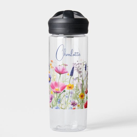 Farbige Wildblume Blumenbezeichnungen Personalisie Trinkflasche (Vorderseite)