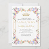 Farbige Wildblume Blumengarten QR Quinceañera Einladung (Vorderseite)