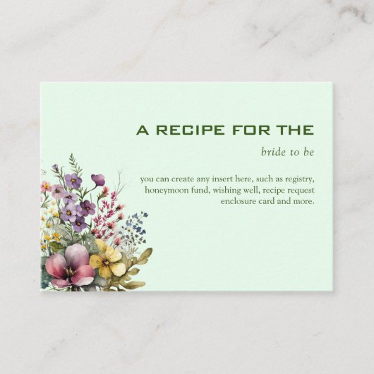 Farbige Wildblume Blumenkohl Brautparty Begleitkarte (Vorderseite)