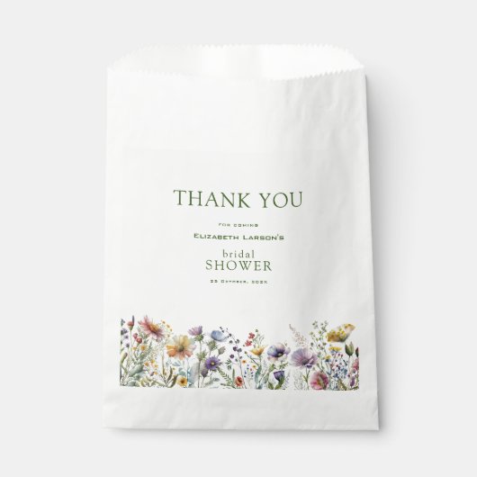 Farbige Wildblume Blumenkohl Brautparty Geschenktütchen (Vorderseite)