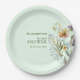 Farbige Wildblume Blumenkohl Brautparty Pappteller