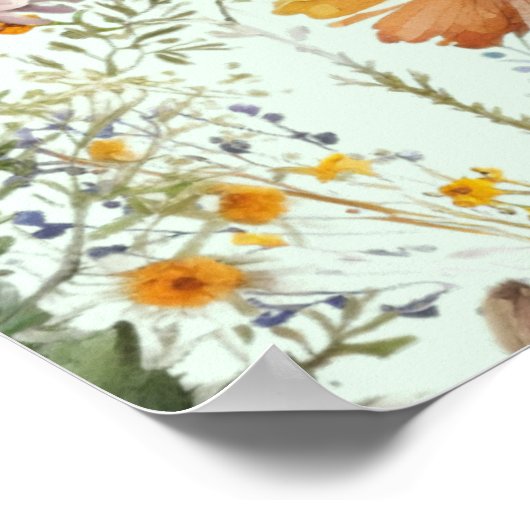 Farbige Wildblume Blumenkohl Brautparty Poster (Ecke)
