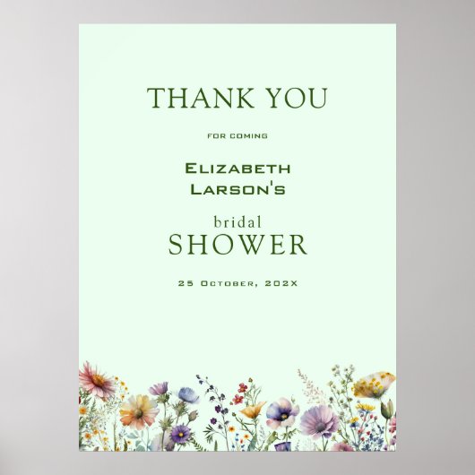 Farbige Wildblume Blumenkohl Brautparty Poster (Vorne)