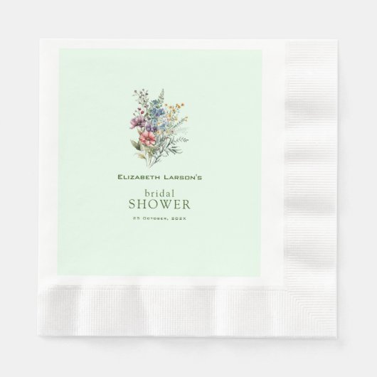 Farbige Wildblume Blumenkohl Brautparty Serviette (Vorderseite)