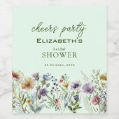 Farbige Wildblume Blumenkohl Brautparty Weinetikett (Einzelnes Label)