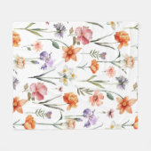Farbige Wildblume Blumenmuster Fleecedecke (Vorderseite (Horizontal))