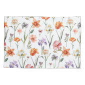 Farbige Wildblume Blumenmuster Kissenbezug (Rückseite-Links)