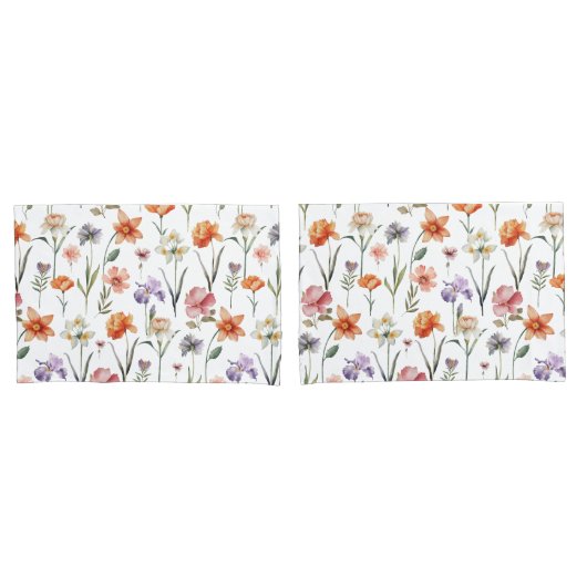 Farbige Wildblume Blumenmuster Kissenbezug (Vorderseite-Set)