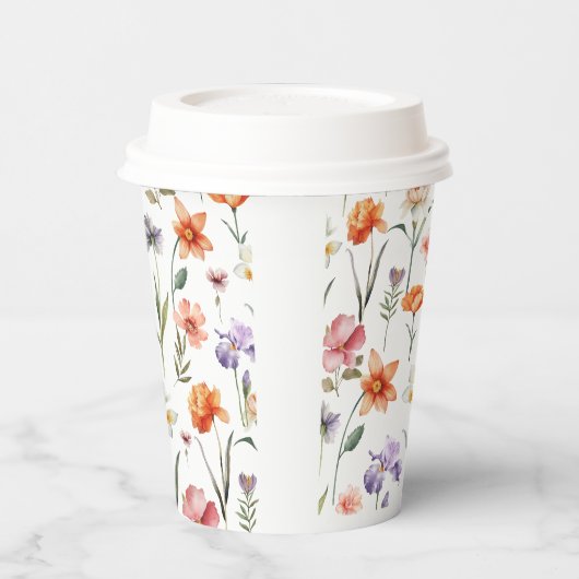 Farbige Wildblume Blumenmuster Pappbecher (Links)