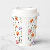 Farbige Wildblume Blumenmuster Pappbecher (Rechts)