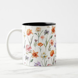 Farbige Wildblume Blumenmuster Zweifarbige Tasse