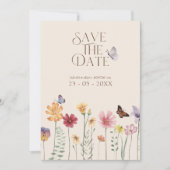Farbige Wildblume Botanisch Save the Date (Vorderseite)