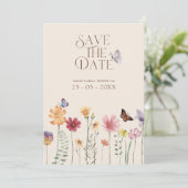 Farbige Wildblume Botanisch Save the Date (Stehend Vorderseite)