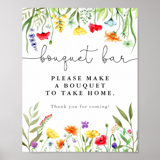 Farbige Wildblume Bouquet Bar Blume Bar Poster (Vorne)