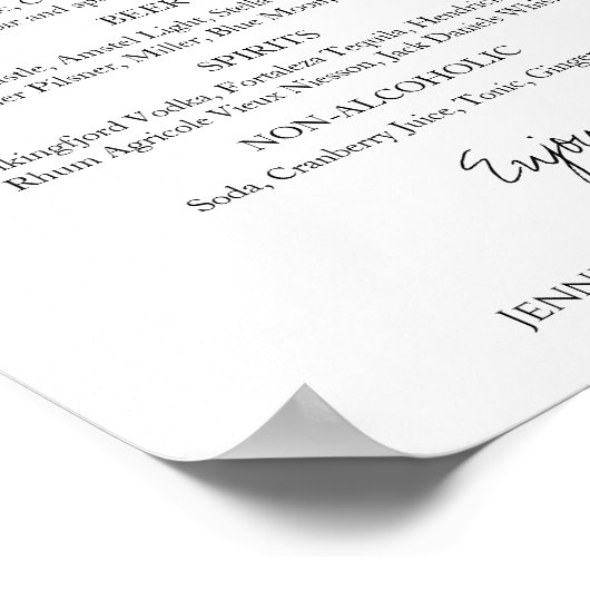 Farbige Wildblume Brautparty Drinks Menü Signatur Poster (Ecke)