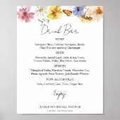 Farbige Wildblume Brautparty Drinks Menü Signatur Poster (Vorne)