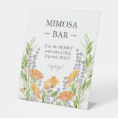 Farbige Wildblume Brautparty Mimosa Bar Unterschri Sockelschild (Vorderseite)