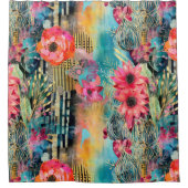 Farbige Wildblume Cactus Mix Duschvorhang (Vorderseite)