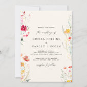 Farbige Wildblume Cream Wedding QR Code Einladung (Vorderseite)