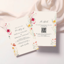 Farbige Wildblume Cream Wedding QR Code
