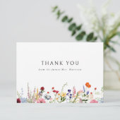 Farbige Wildblume Dankeskarte (Stehend Vorderseite)