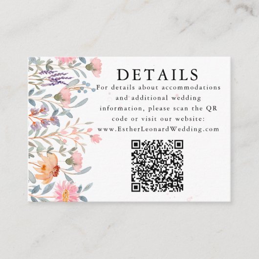 Farbige Wildblume des Frühlings Foto QR-Code Detai Begleitkarte (Vorderseite)