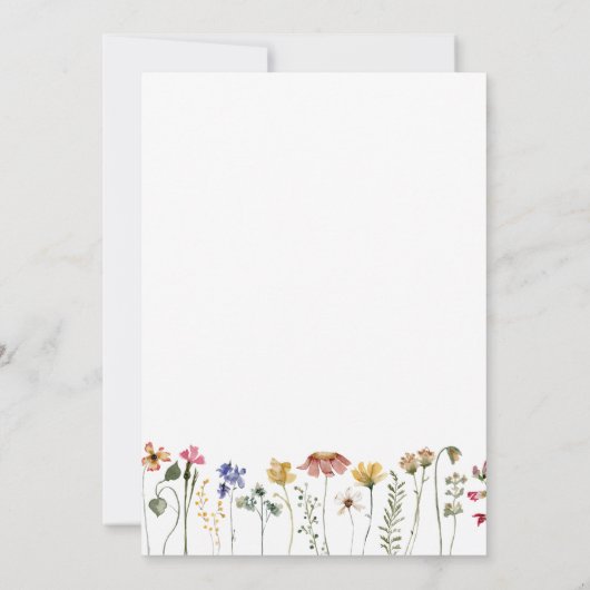 Farbige Wildblume flache vertikale Babydusche Dankeskarte (Rückseite)