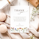 Farbige Wildblume flache vertikale Geburtstagspart Dankeskarte<br><div class="desc">Diese farbenfrohe Wildblume flach vertikal Geburtstagsparty Dankeschön-Karte ist perfekt für Ihr einfaches, skurriles boho Regenbogensommer Party. Die hellen, zauberhaften Rosa-, Gelb-, Orange- und Goldfloralen verleihen diesem Produkt das Gefühl eines minimalistisch eleganten Vintagen Hippie-Frühlingsgartens. Das moderne Design ist künstlerisch und zart und zeigt eine klassische erdige Wiese in Aquarell. Egal, für...</div>