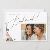 Farbige Wildblume Foto Bridesmaid Vorschlag Card Einladung (Vorderseite)