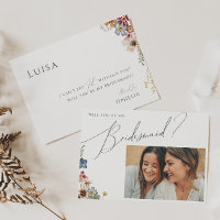 Farbige Wildblume Foto Bridesmaid Vorschlag Card