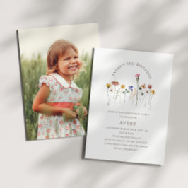 Farbige Wildblume Foto Kindergeburtstag Party Einladung