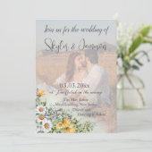 Farbige Wildblume Foto QR Code Hochzeit Einladung (Stehend Vorderseite)