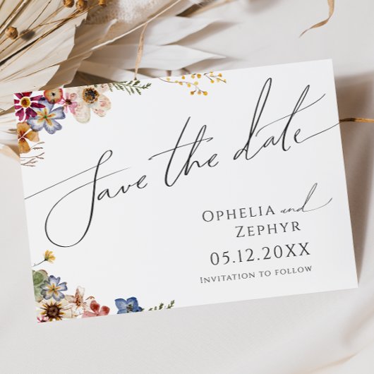 Farbige Wildblume | Garten Horizontal Save The Date