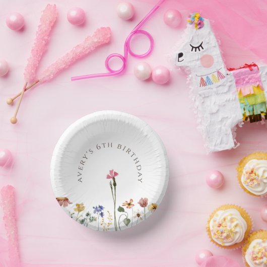 Farbige Wildblume Geburtstag Pappteller (Party)
