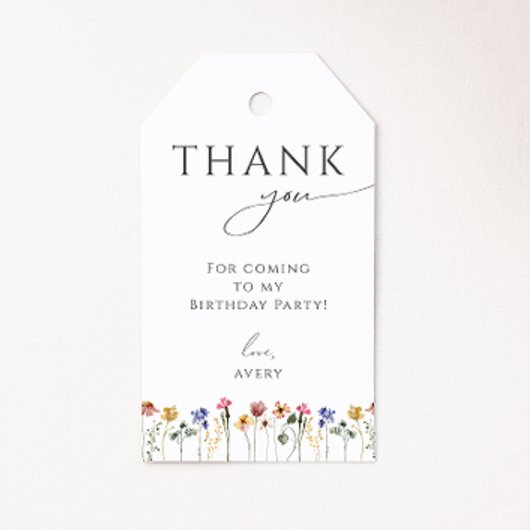 Farbige Wildblume Geburtstag Vielen Dank für Ihre Geschenkanhänger