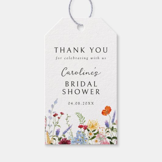 Farbige Wildblume Geschenkanhänger (Vorderseite)