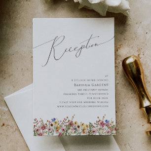 Farbige Wildblume Hochzeitsempfangskarte Begleitkarte