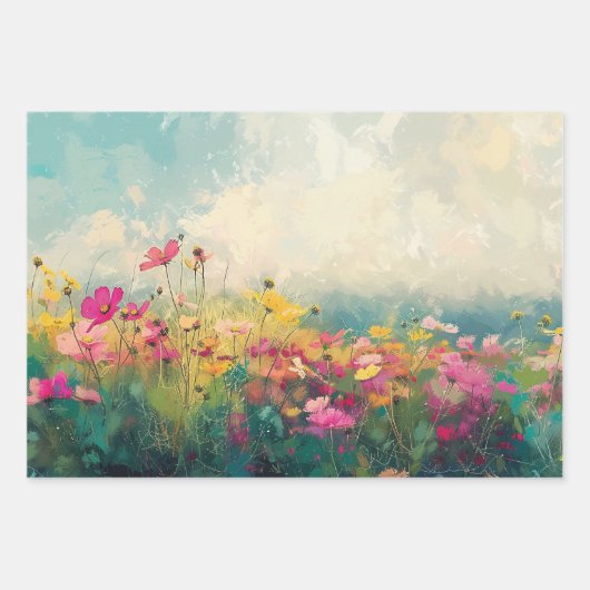 Farbige Wildblume Impressionist Decoupage Geschenkpapier Set (Vorderseite 3)