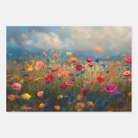 Farbige Wildblume Impressionist Decoupage Geschenkpapier Set (Vorderseite 2)