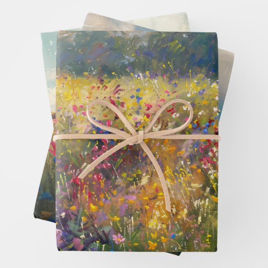 Farbige Wildblume Impressionist Decoupage Geschenkpapier Set (Beispiel)