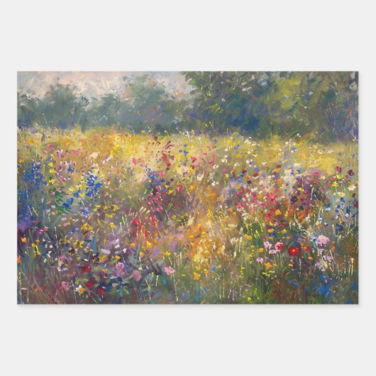 Farbige Wildblume Impressionist Decoupage Geschenkpapier Set (Vorderseite)