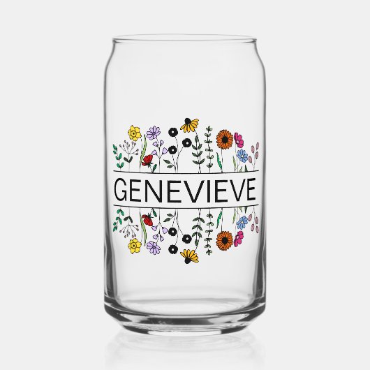 Farbige Wildblume Individuelle Name Dosenglas (Vorderseite)