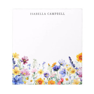 Farbige Wildblume Individuelle Name Notizblock