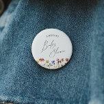 Farbige Wildblume Kinderdusche Button<br><div class="desc">Diese farbenfrohe Wildblume Babydusche ist perfekt für Ihre einfache, skurrile, boho Regenbogendusche. Die hellen, zauberhaften Rosa-, Gelb-, Orange- und Goldfloralen verleihen diesem Produkt das Gefühl eines minimalistischen, eleganten und Vintagen Hippie-Frühlinggartens. Das moderne Design ist künstlerisch und zart und zeigt eine klassische erdige Wiese in Aquarell. Egal, für welchen Blickwinkel Sie...</div>