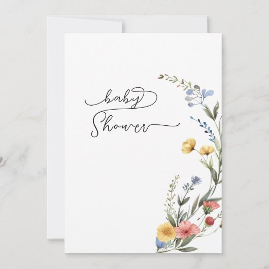 Farbige Wildblume Kinderdusche Einladung (Rückseite)