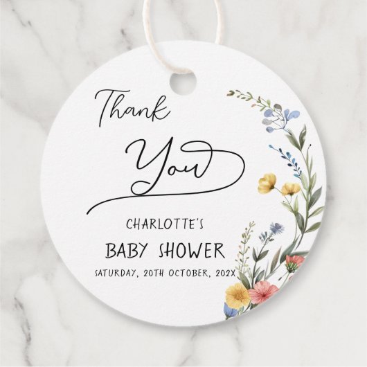 Farbige Wildblume Kinderdusche Geschenkanhänger (Rückseite)